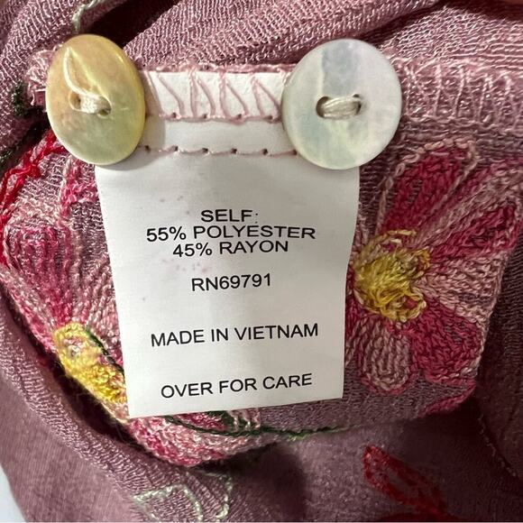 Anthropologie Fig & Flower Button down Embroidered Floral Boho Shirt Top Size S - Picture 7 of 13